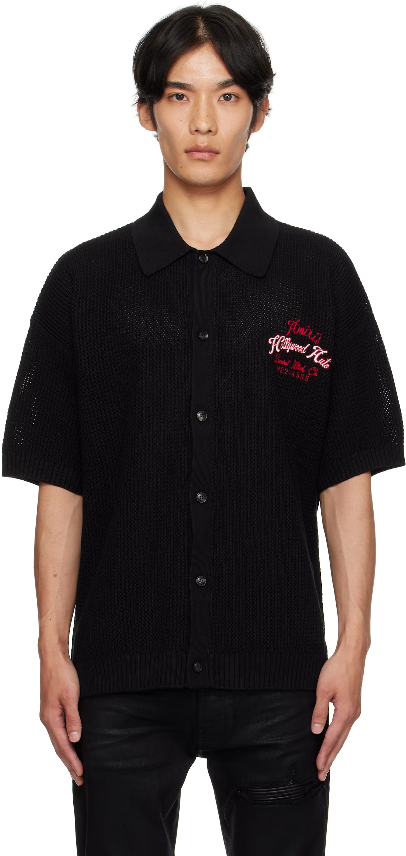 Black 'Hollywood Auto' Mesh Shirt