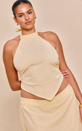 Plus Butter Cream Embroidered Halterneck Top