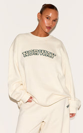 Plus Cream Premium Embroidered Norway Sweatshirt
