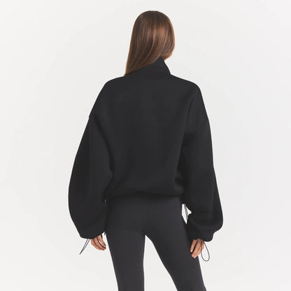 Neoprene Outerwear Oversized Mock Neck Jacket