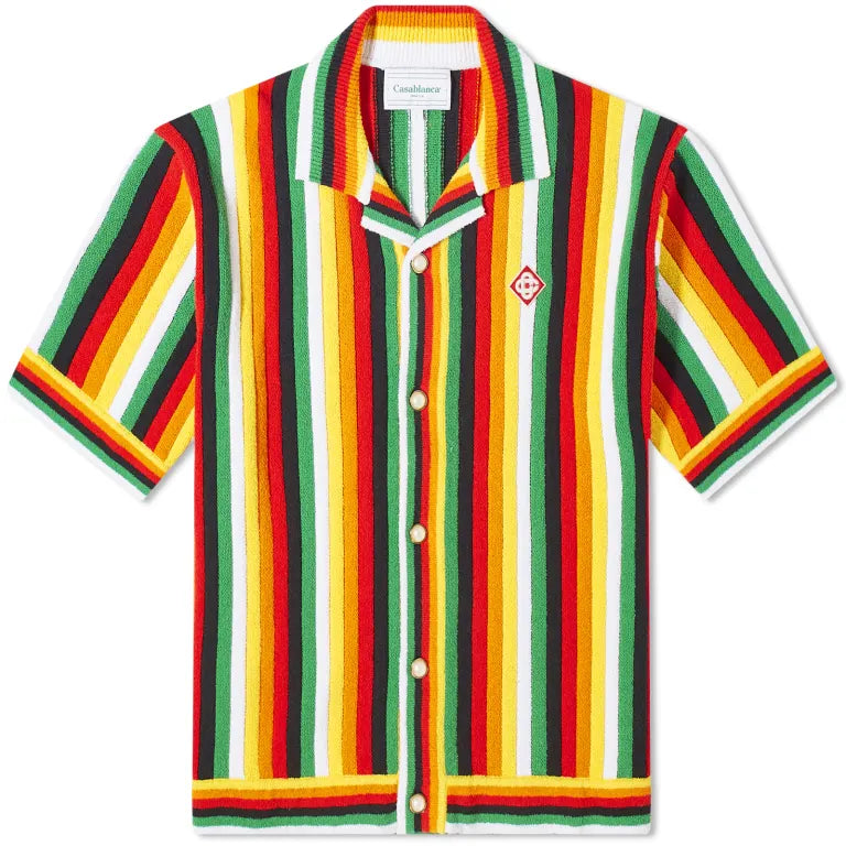 Casablanca Striped Towelling Short Sleeve Shirt