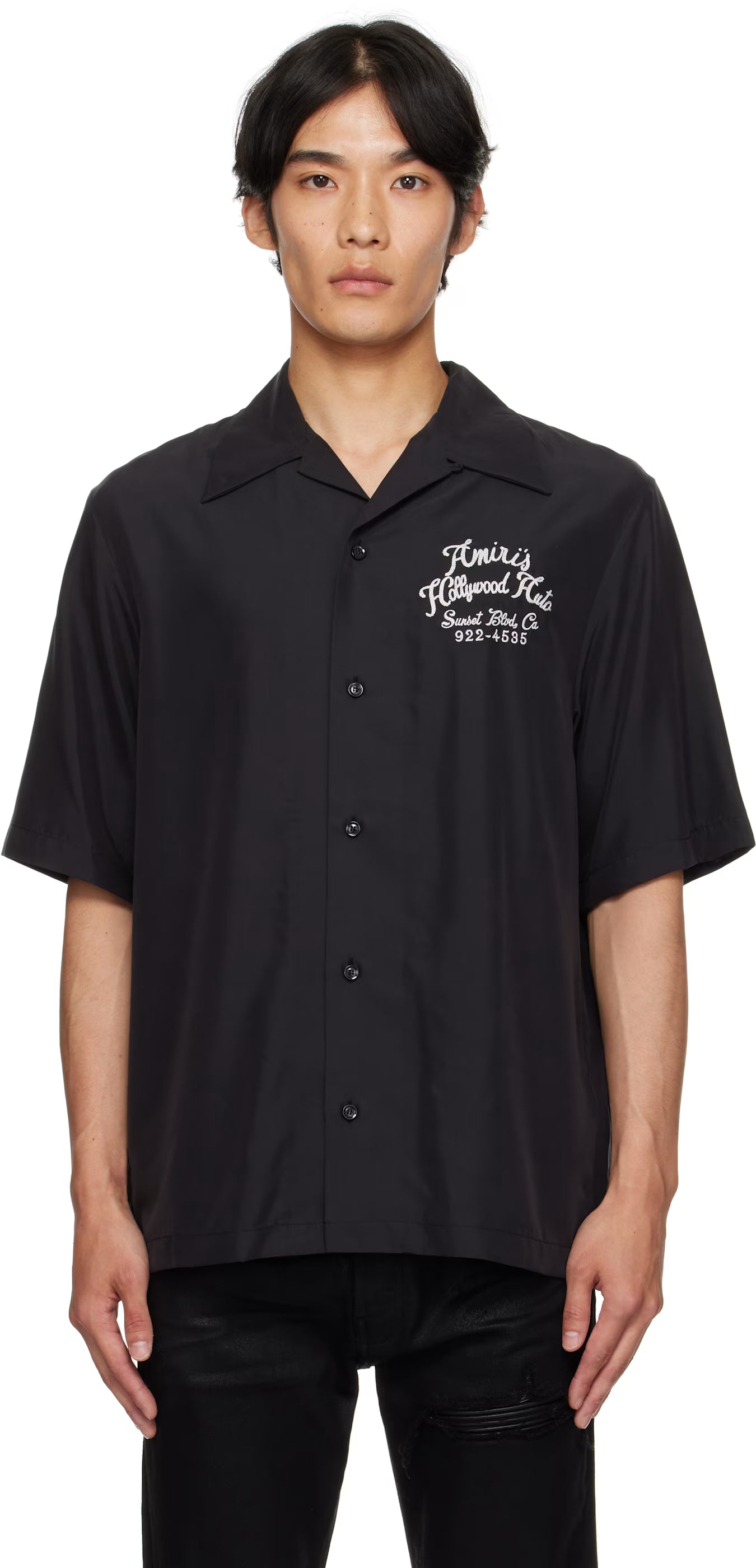 Black 'Hollywood Auto' Bowling Shirt