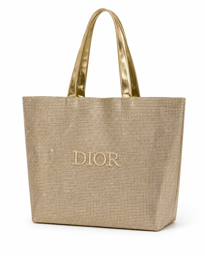 DIOR BEAUTY HOLIDAY GLITTER CHRISTMAS 2025 GIFT TOTE BAG - GOLD LARGE