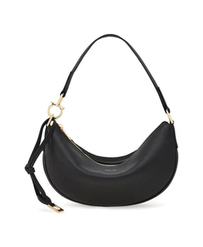 Beige Leather Top Zip Gancini Bag