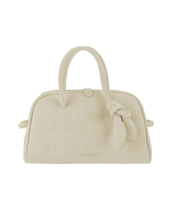 Crocodile-Effect Leather Bag with Knotted Detail