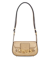 Metallic Leather Shoulder Bag with Flap