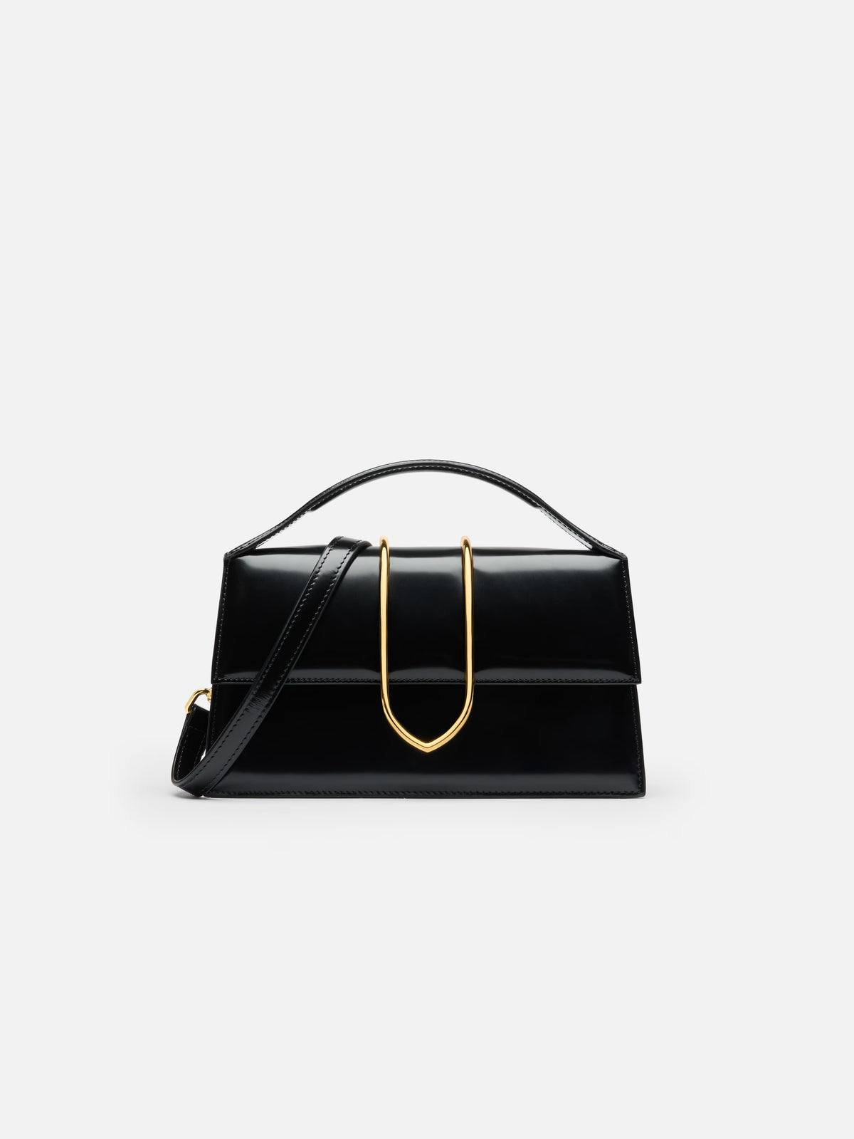 The large Bambino Cross-body metal flap bag.