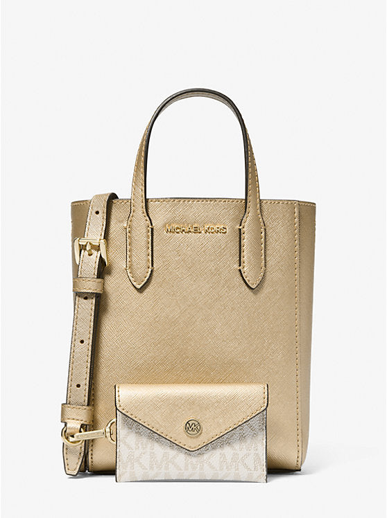 Vincent Extra-Small Metallic Crossbody Bag With Logo Card Case