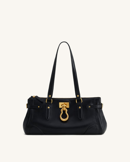 Yvette Elongated Tote Bag - Dark Brown