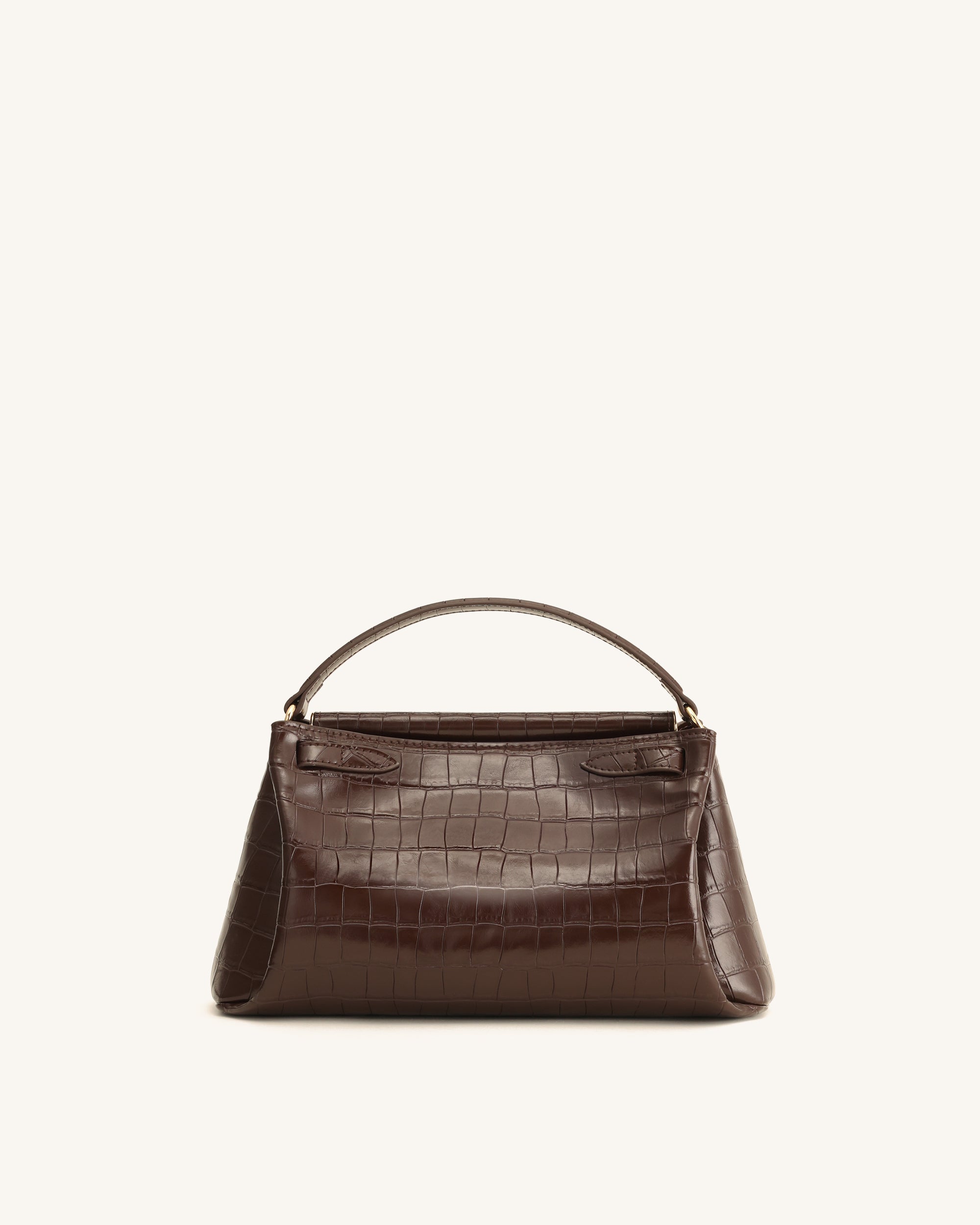 Carmen Top Handle Bag - Dark Brown Croc