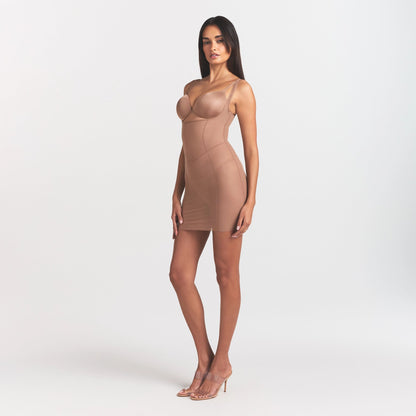 Power Mesh Shapewear Open Bust Slip Dress