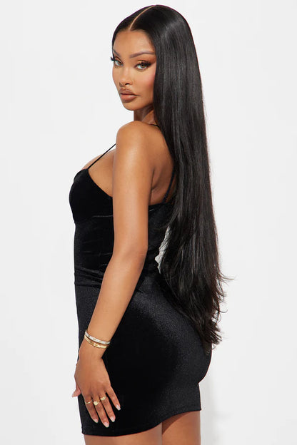 Crush On You Velvet Mini Dress - Black