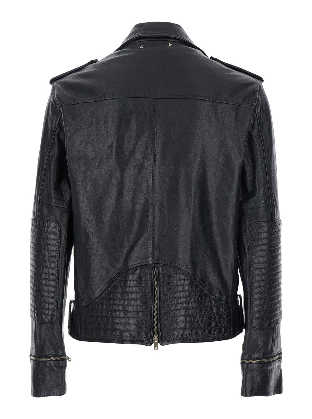 Golden goose 'Norwood' Black Jacket with Lapels and Patch Pockets on the Front in Grained Leather Man