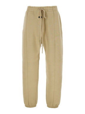 Fear of god 'Forum' Beige Pants with Elastic Drswstring Waist and Logo Patch on the Front in Cotton Blend Man