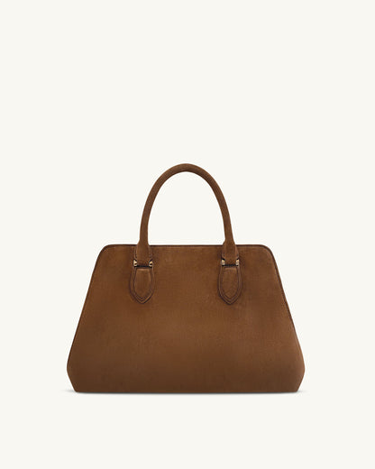 Lara Faux Suede Tote Bag - Brown