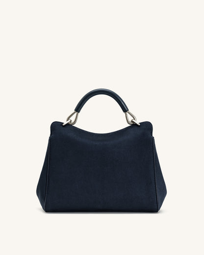 Lucia Classic Faux Suede Top Handle Bag - Taupe