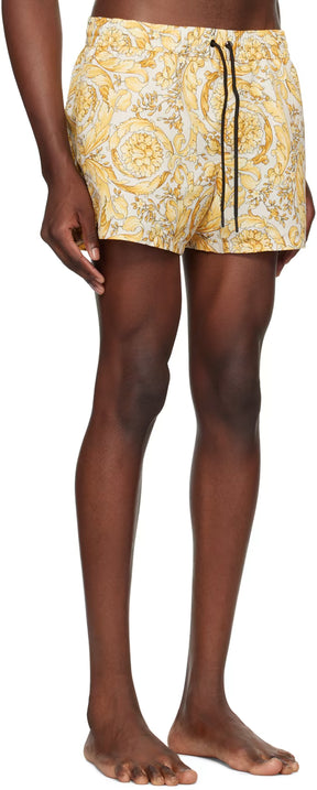 Versace Underwear Yellow Barocco Swim Shorts