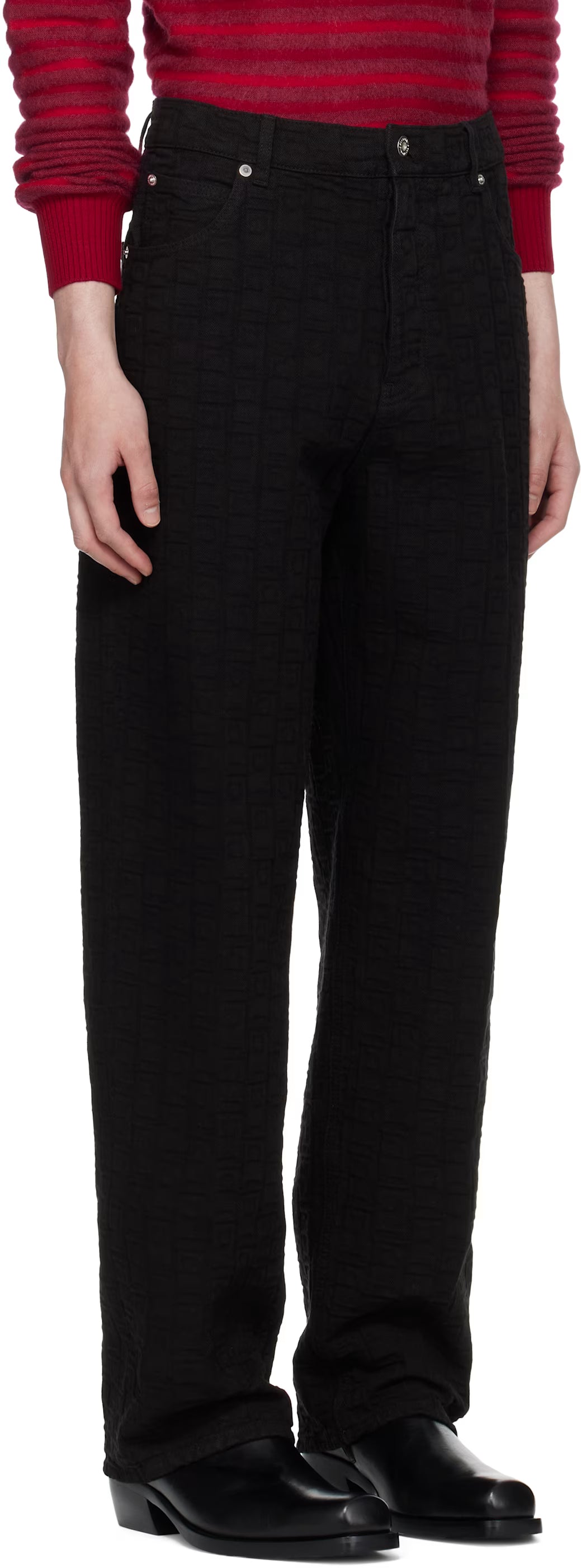 Ferragamo Black Monogram Five-Pocket Jeans