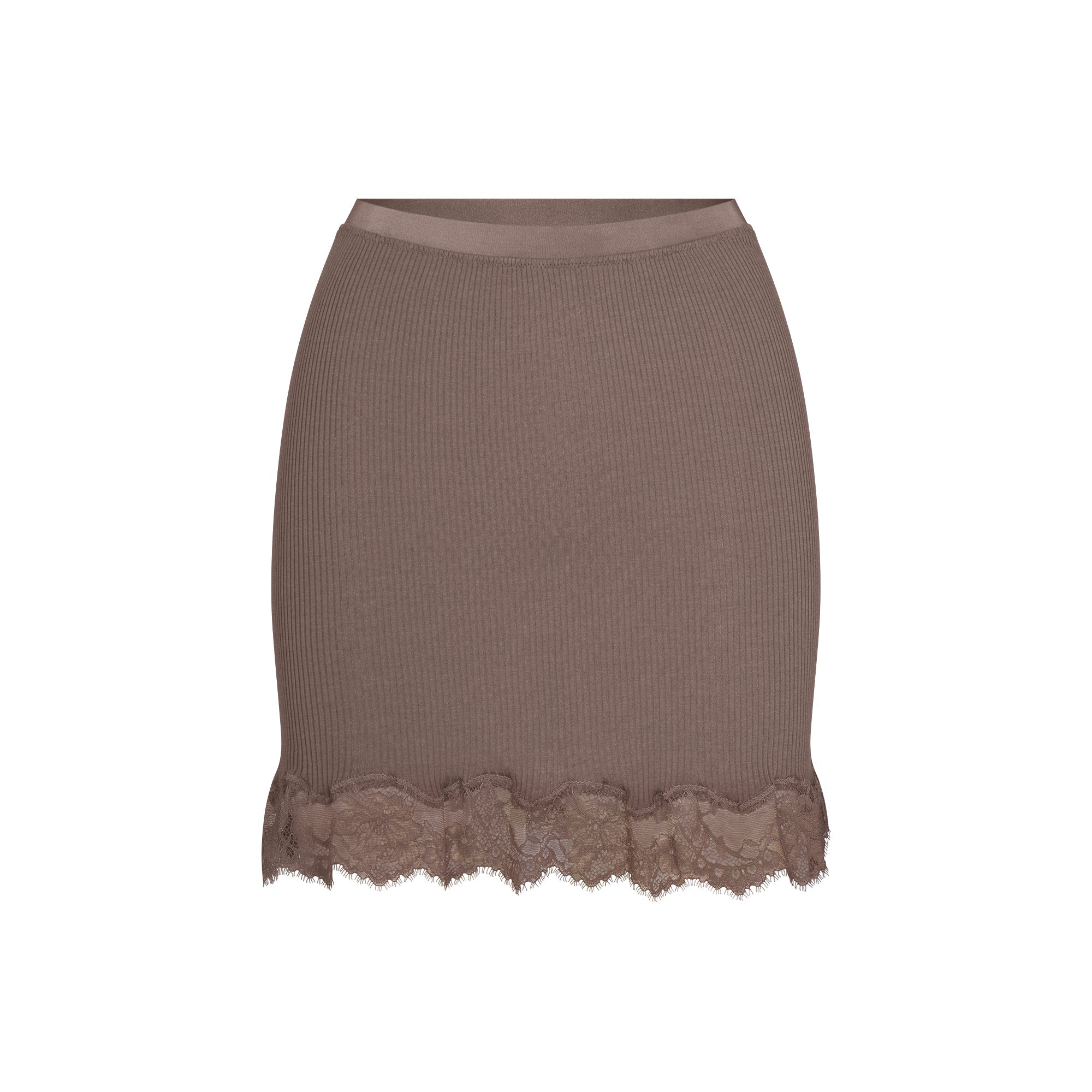 Rib Knit Lace Mini Skirt