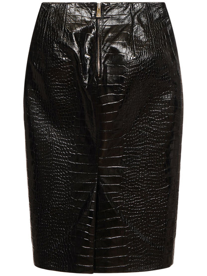 Versace Versace Crocodile embossed leather midi skirt - Size: XXS Skirts | Shop From The Mirage
