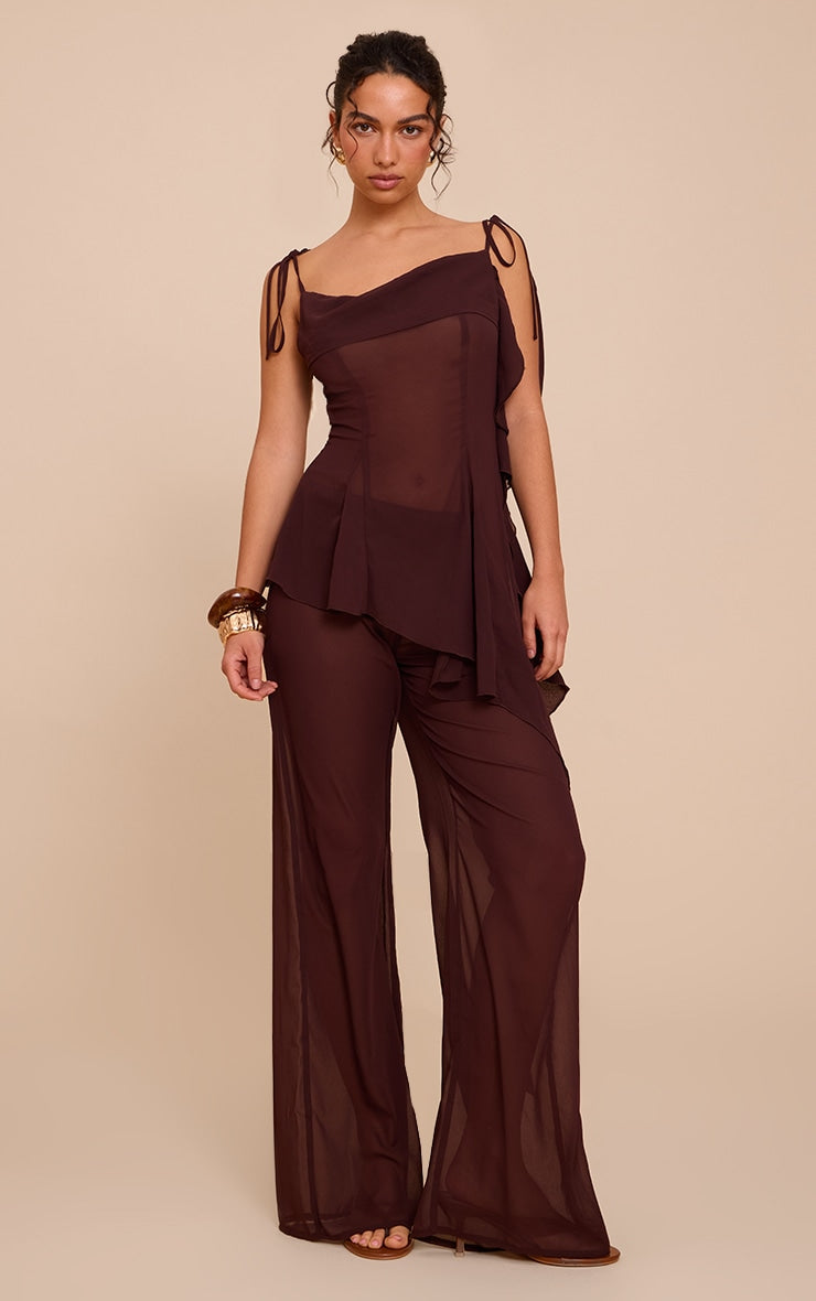 Plum Chiffon Straight Leg Trouser