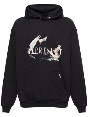 Represent Swan printed cotton hoodie