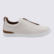 Zegna Beige Leather Sneakers