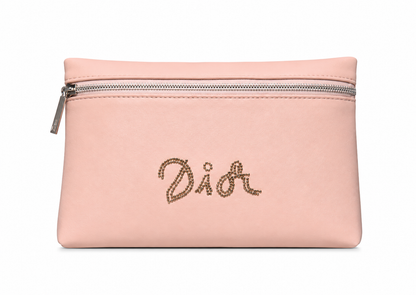 Beautiful Beaded Dior Beauty Gift With Purchase Pink Faux Leather Pouch/clutch