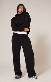 Black Premium Thin Waistband Straight Leg Sweat Joggers