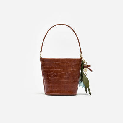 Brown Leather Bucket Bag