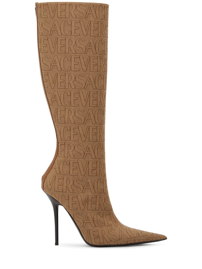 Versace Versace 110mm Canvas & leather boots - Heels | Shop From The Mirage