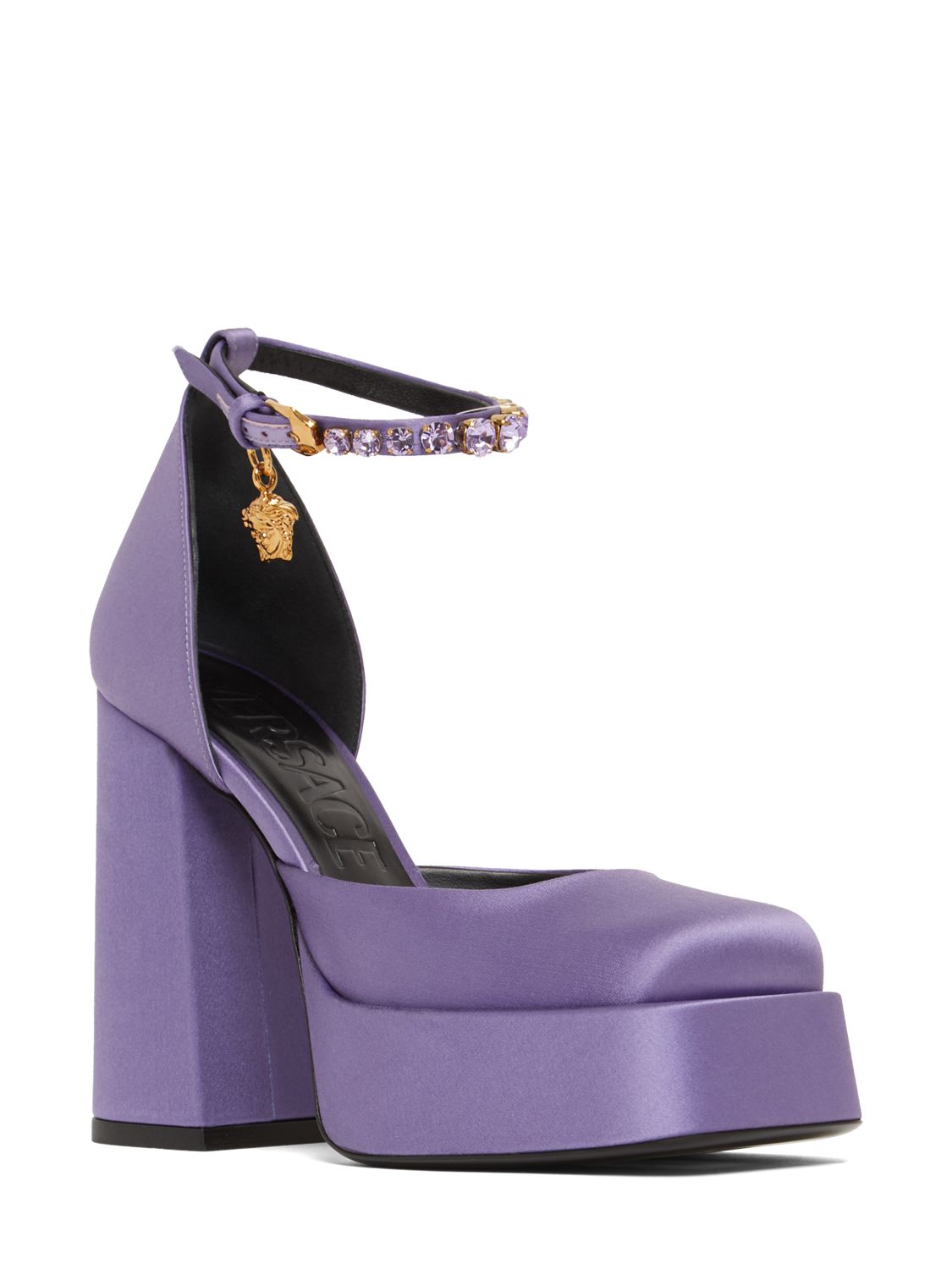 Versace 110mm Platform satin & viscose pumps