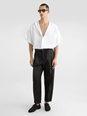 Dolce e gabbana Black Pants with Turn-Up Hem in Linen Man