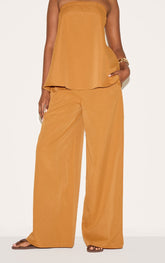 Deep Mustard Woven Mid Rise Wide Leg Trousers