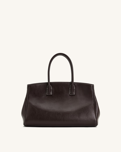 Ziva Metal Lock Decoration Tote Bag - Black