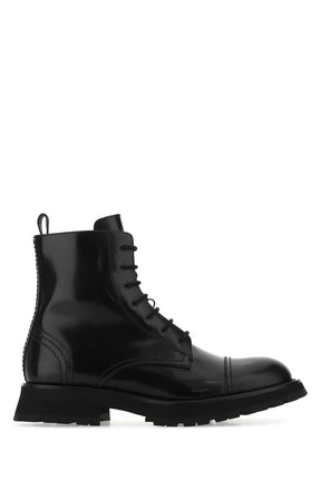 Alexander McQueen Men's Black Leather Ankle Boots – Premium Italian Craftsmanship