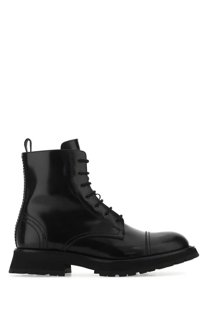 Alexander McQueen Men's Black Leather Ankle Boots – Premium Italian Craftsmanship
