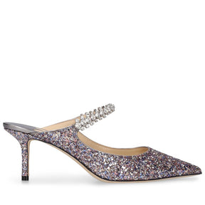 Jimmy Choo 65mm Bing glittered fabric mules