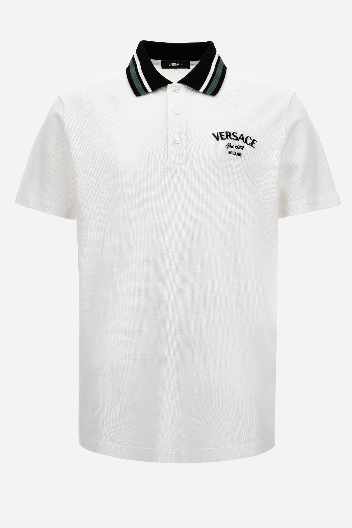Versace Milano Embroidery Polo In Cotton Piquet