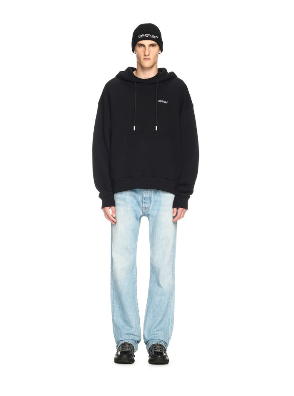 Off-white 'Barber Arrow Skate' Black Hoodie with Logo Lettering on the Front and Maxi Logo Print on the Rear in Cotton Man