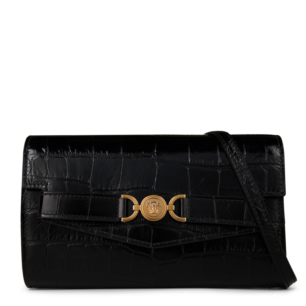 Mini Croc-Effect Medusa Crossbody Bag