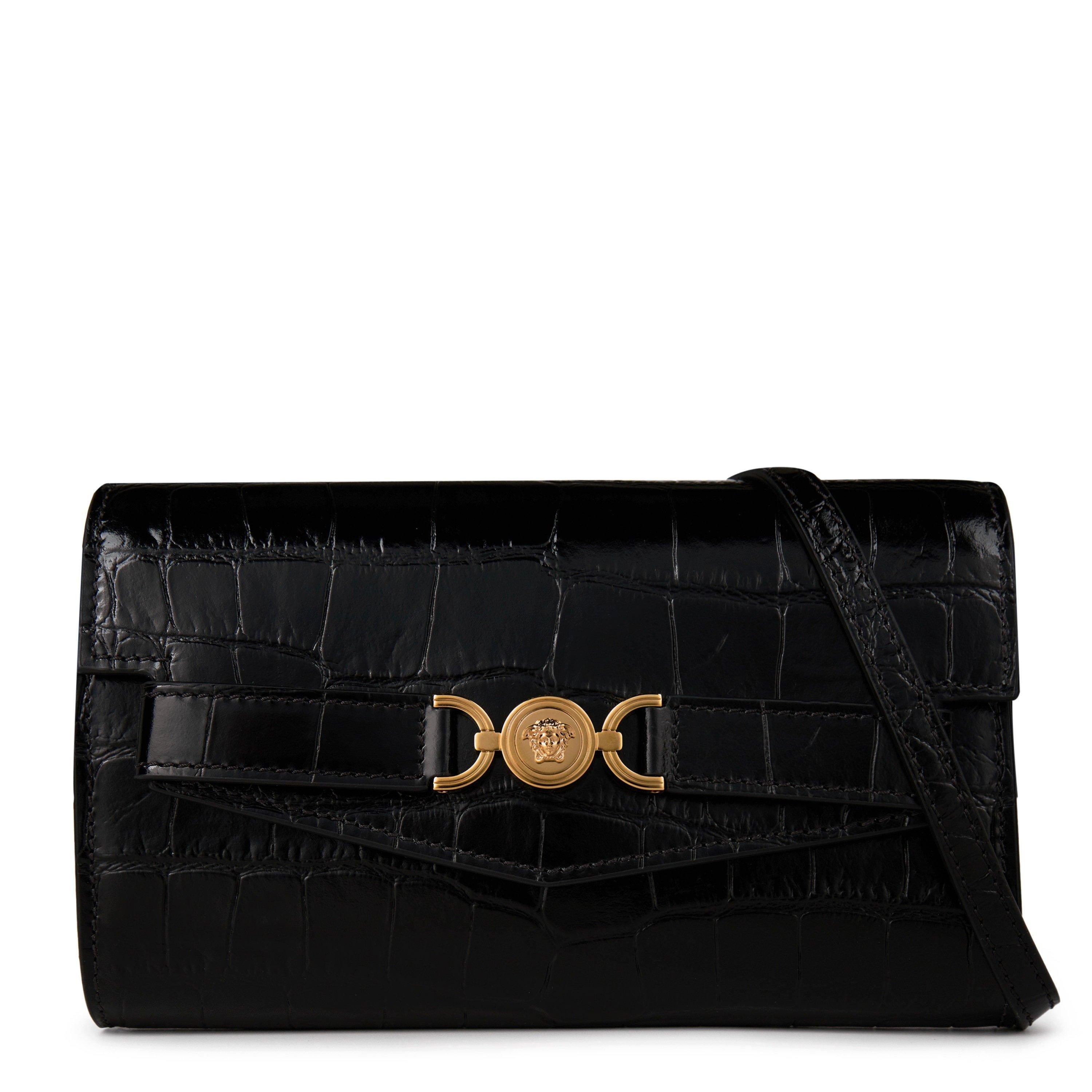 Mini Croc-Effect Medusa Crossbody Bag