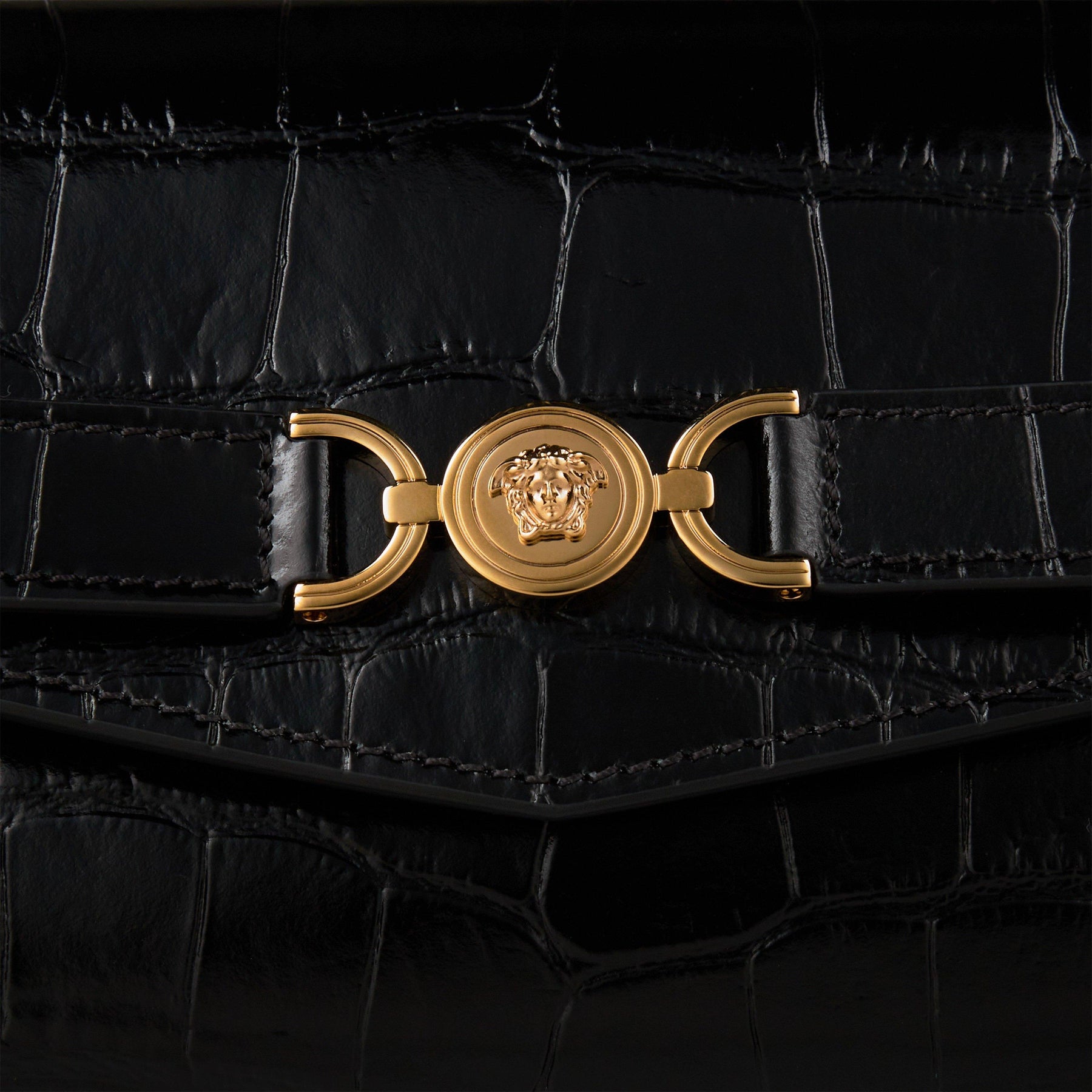 Mini Croc-Effect Medusa Crossbody Bag