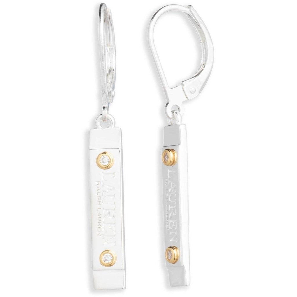 Vermeil Pave Logo Drop Earrings