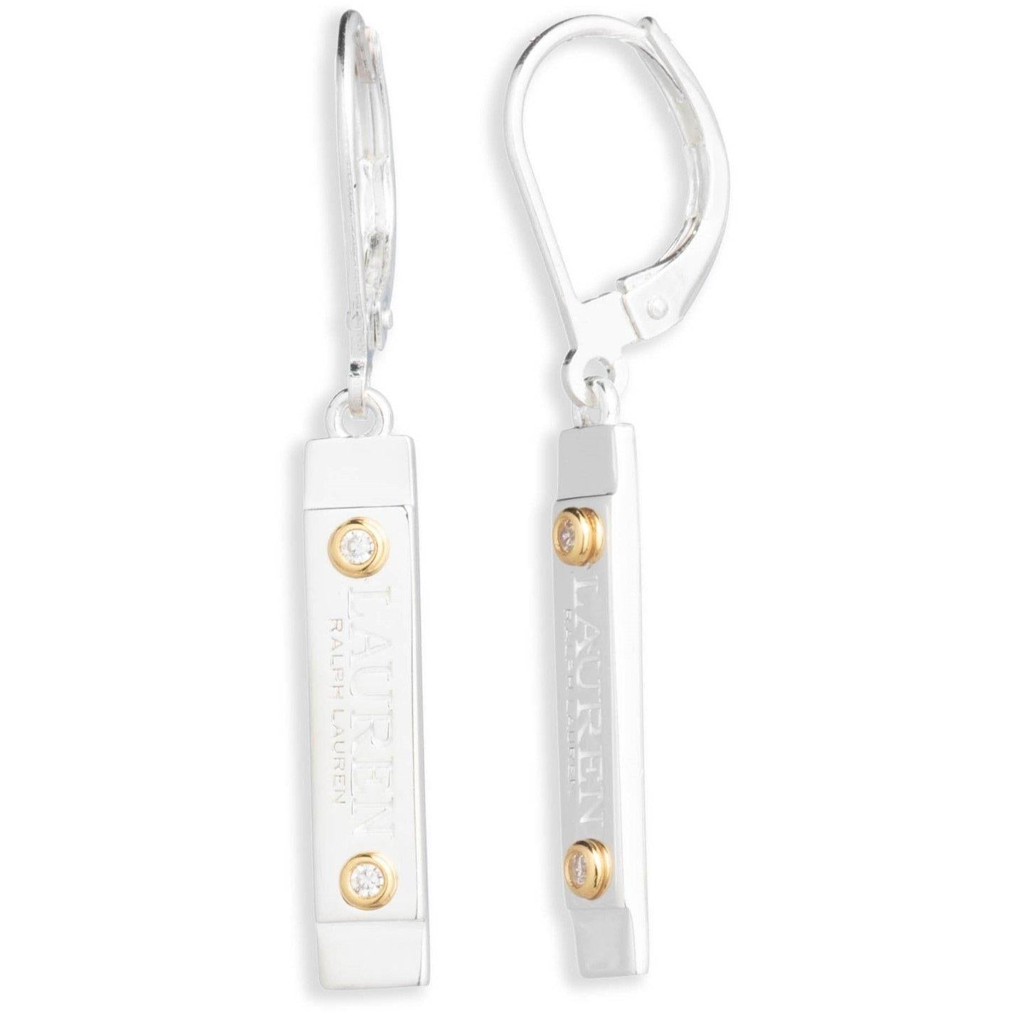Vermeil Pave Logo Drop Earrings