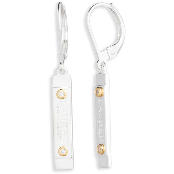Vermeil Pave Logo Drop Earrings