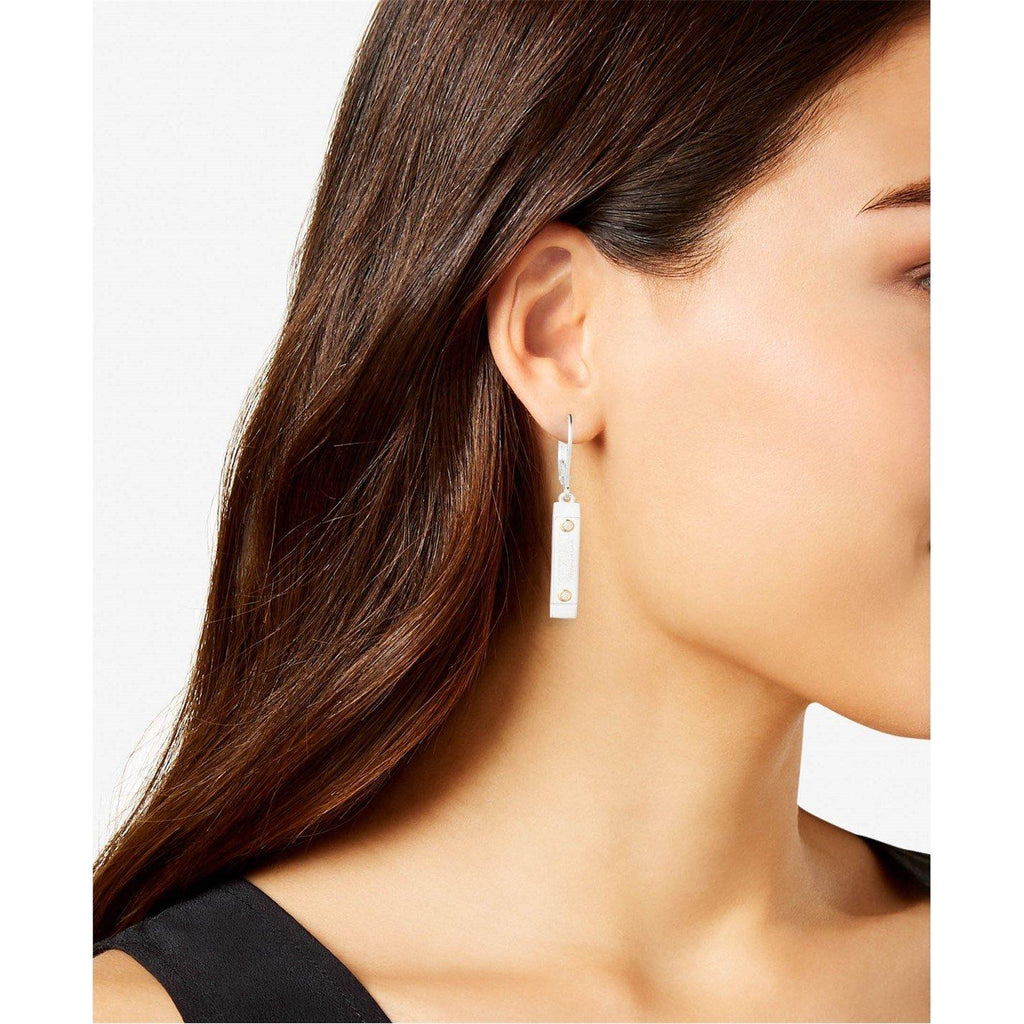 Vermeil Pave Logo Drop Earrings