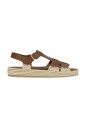 Prada Brown Leather Fisherman Sandals with Jute Espadrille Sole
