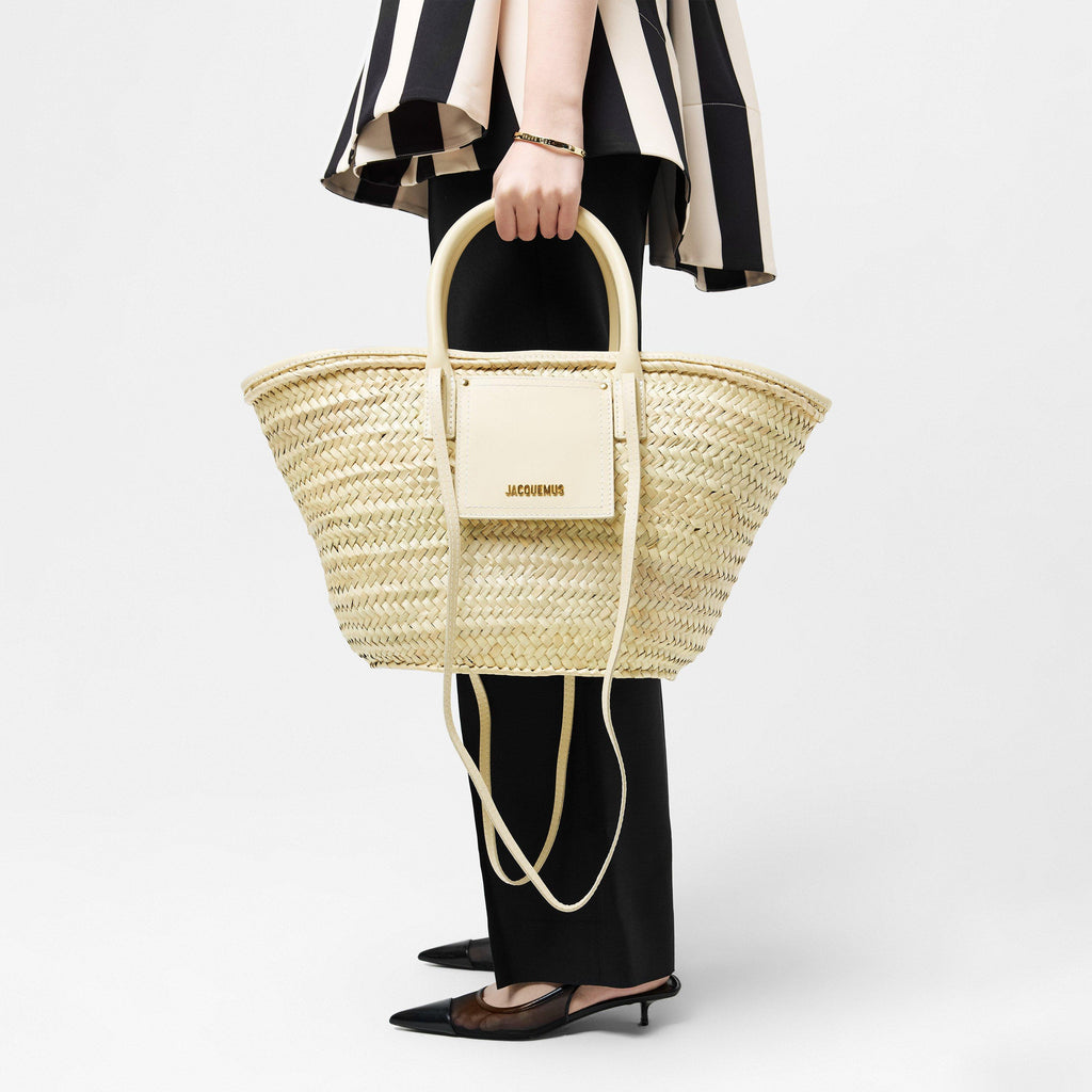 Women's Textured Palm Leaf Le Panier Soli Tote Bag