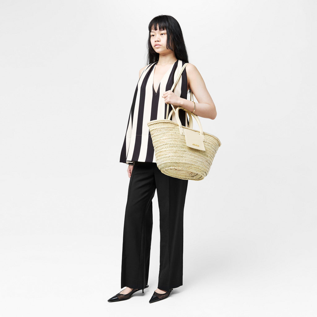 Women's Textured Palm Leaf Le Panier Soli Tote Bag